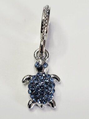 NWT Fits Pandora Charm Bracelets Stunning Blue Crystal Turtle Dangle Rhinestones